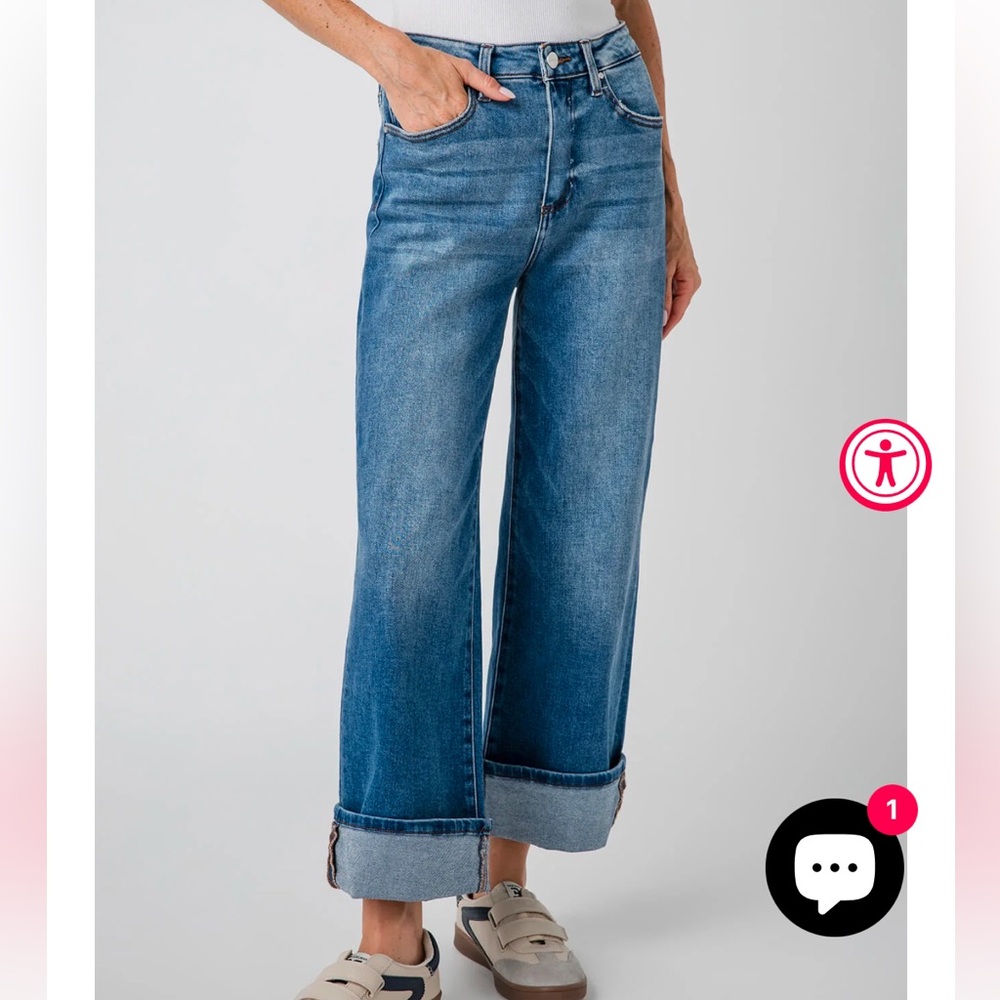 Social Threads Risen Phoebe High Rise Crop Wide Leg Cuffed Jeans